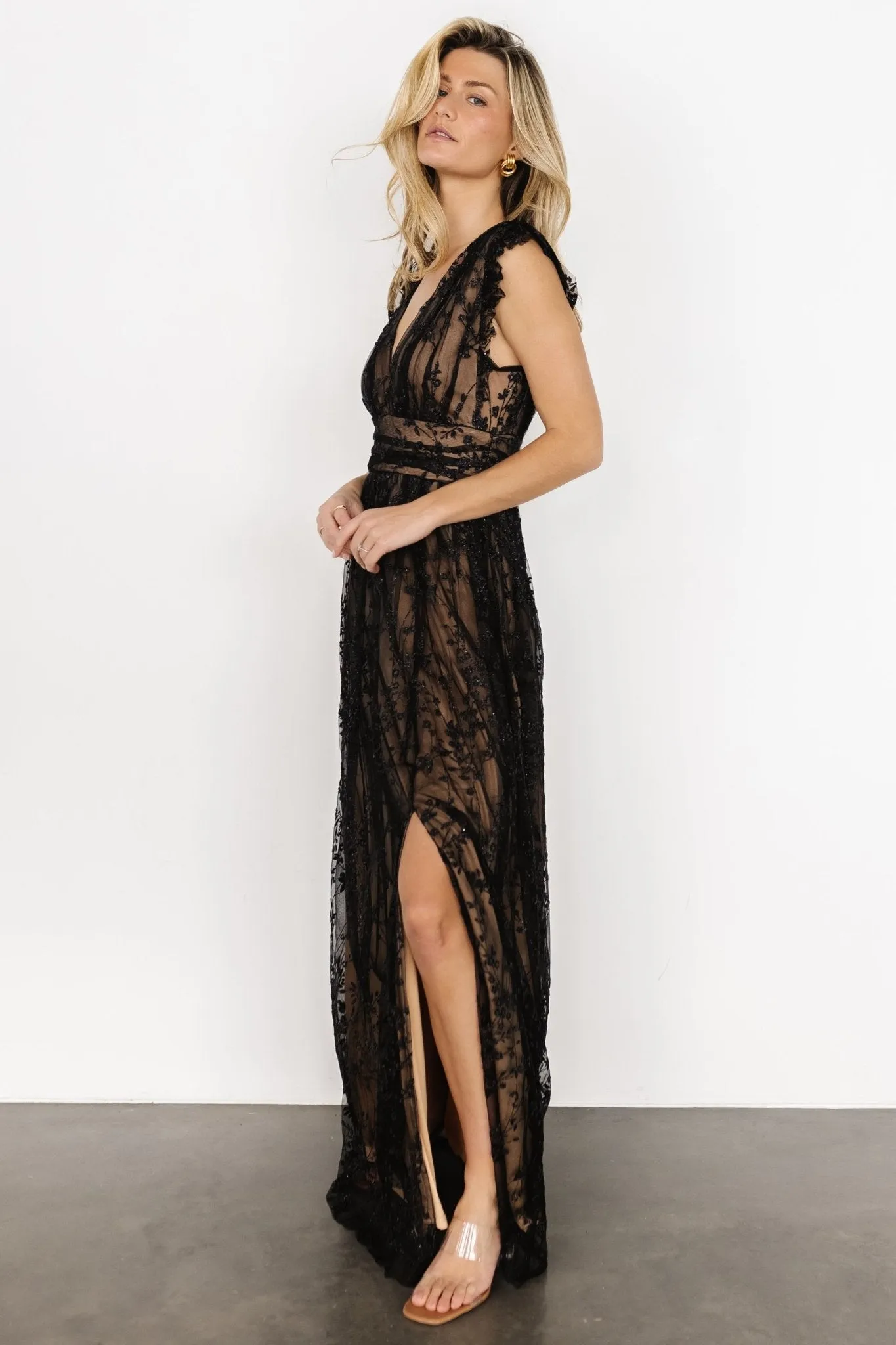 Arlene Shimmer Gown | Black + Nude sold by Baltic Born product image thumbnail 3