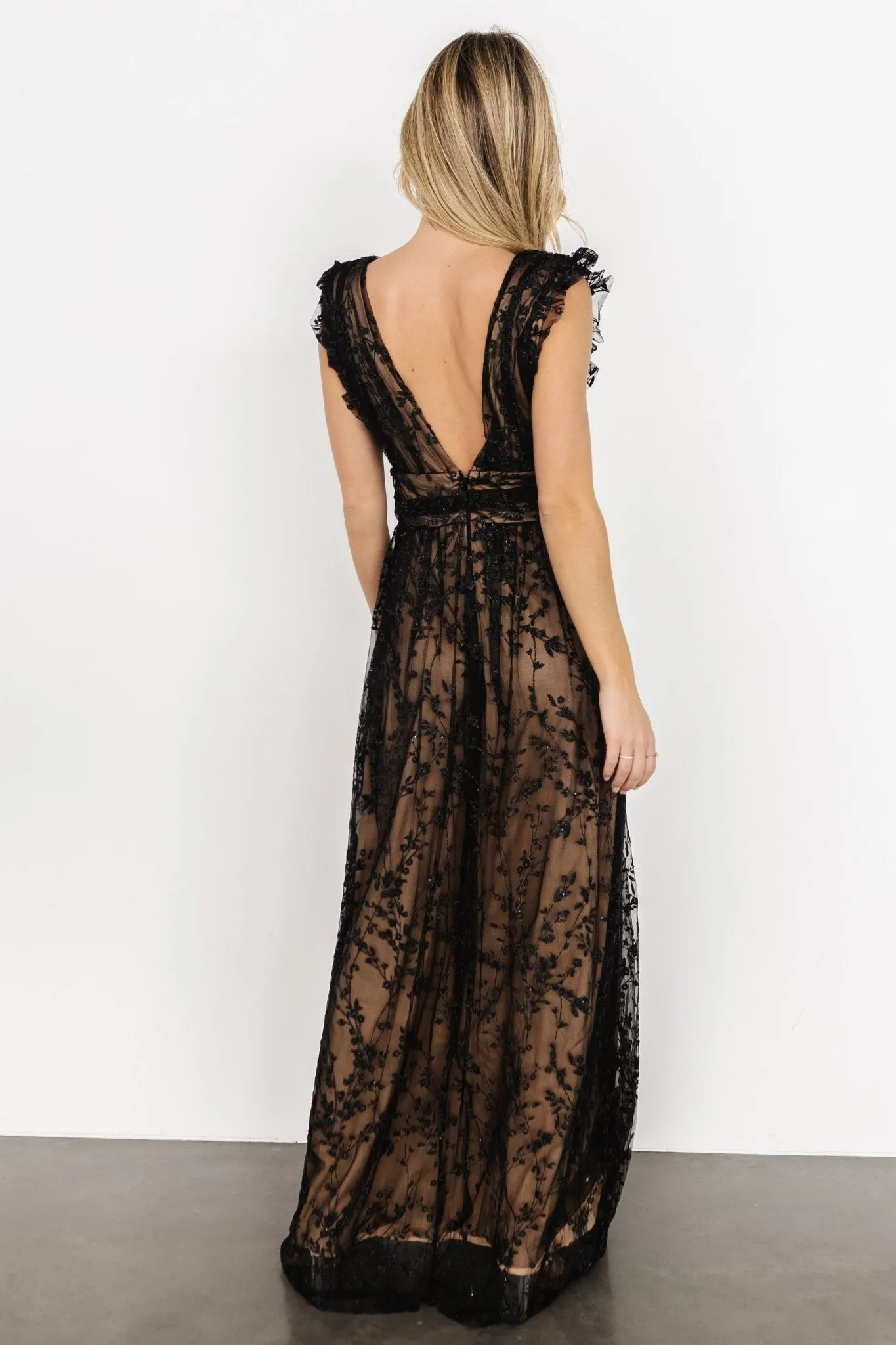Arlene Shimmer Gown | Black + Nude sold by Baltic Born product image thumbnail 4