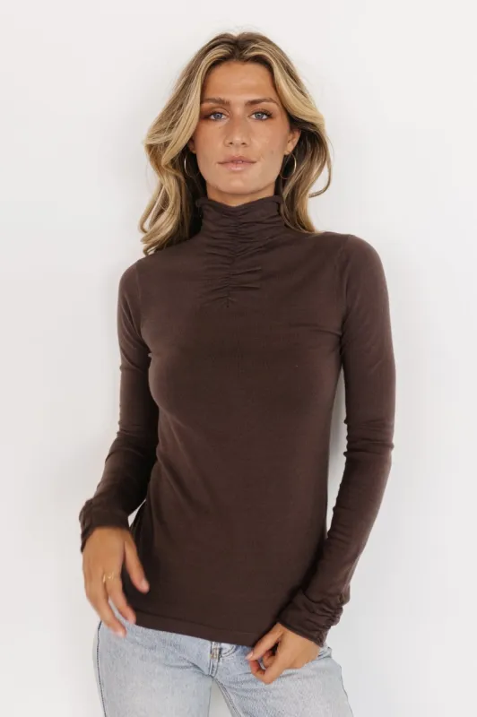 Slater Mock Neck Top | Brown sold by Baltic Born