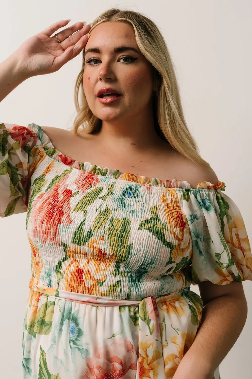 Britney Tiered Maxi Dress | Ivory Multi Floral sold by Baltic Born product image thumbnail 4