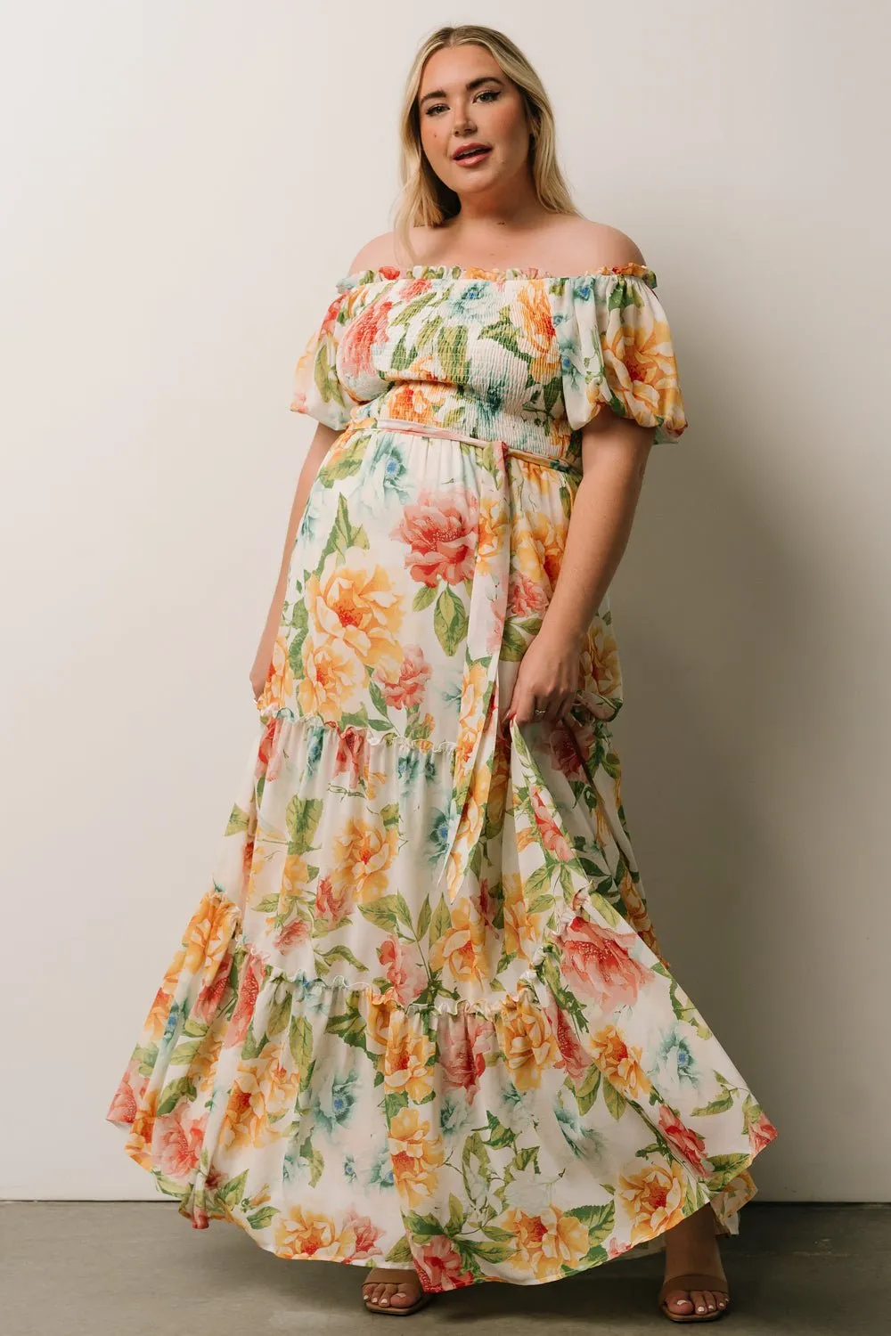 Britney Tiered Maxi Dress | Ivory Multi Floral sold by Baltic Born product image thumbnail 2