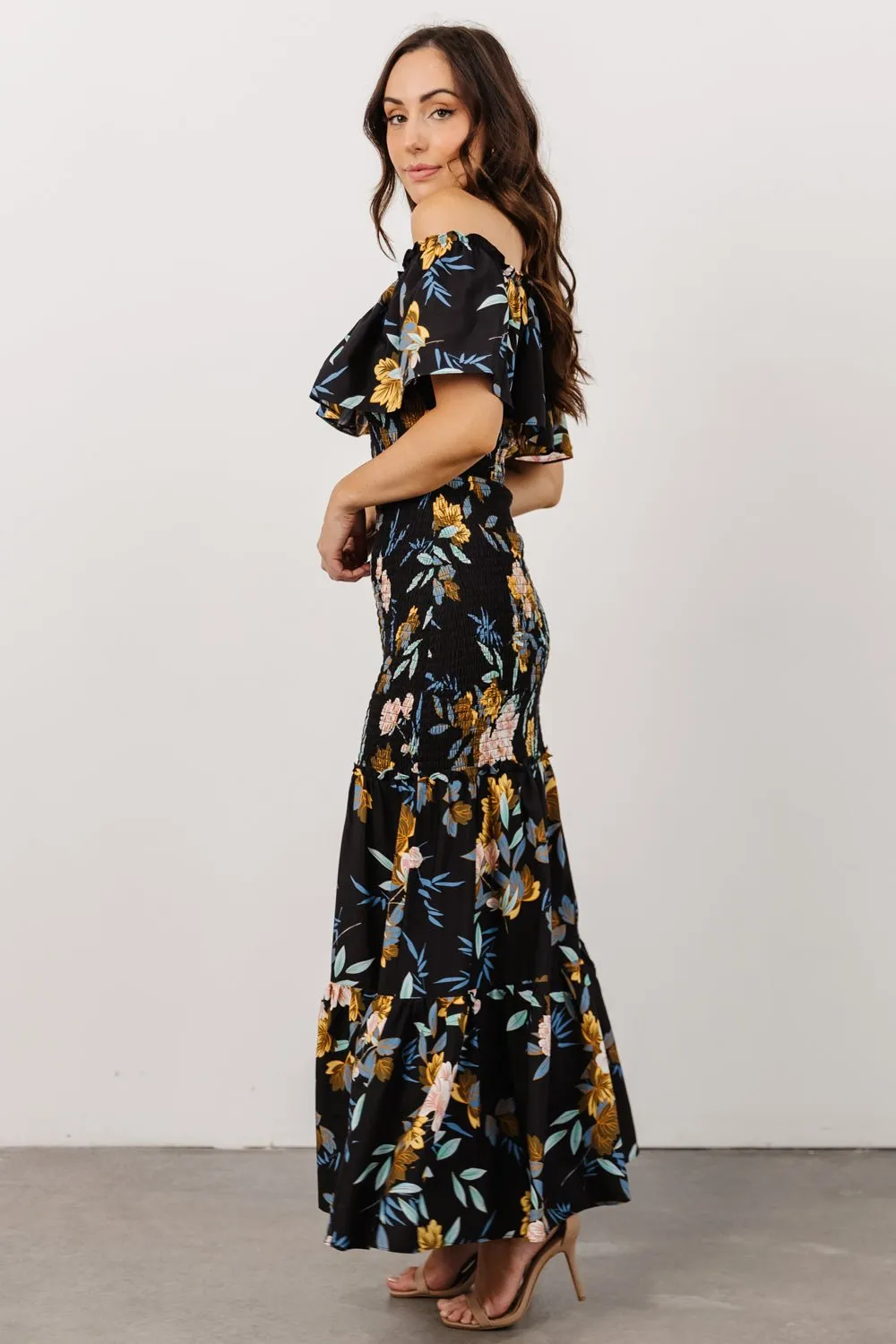 Amalfi Smocked Maxi Dress | Midnight Floral sold by Baltic Born product image thumbnail 5