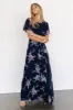 Naomi Short Sleeve Maxi Dress | Navy Floral sold by Baltic Born