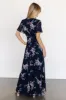 Naomi Short Sleeve Maxi Dress | Navy Floral sold by Baltic Born