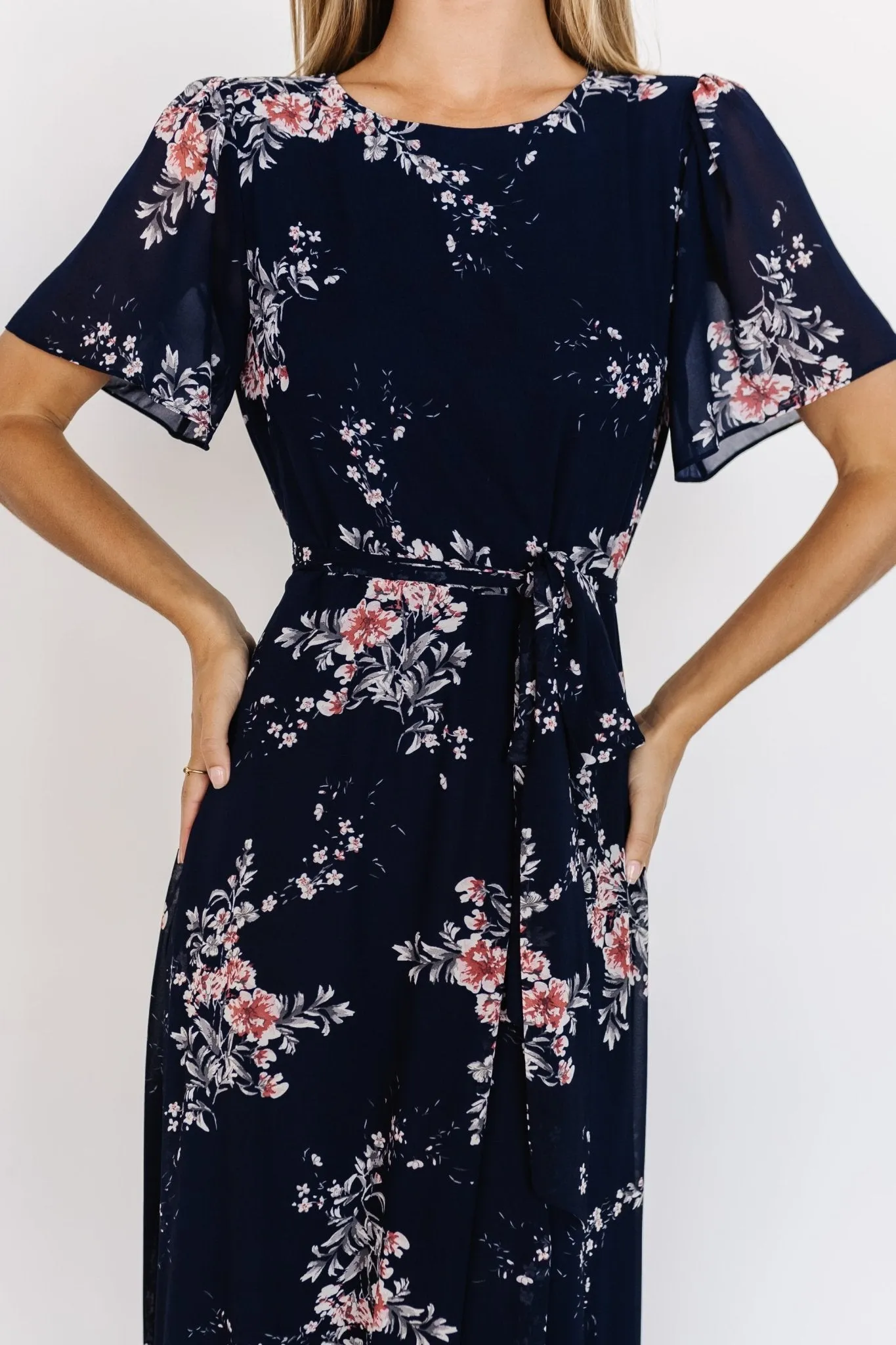 Naomi Short Sleeve Maxi Dress | Navy Floral sold by Baltic Born product image thumbnail 3