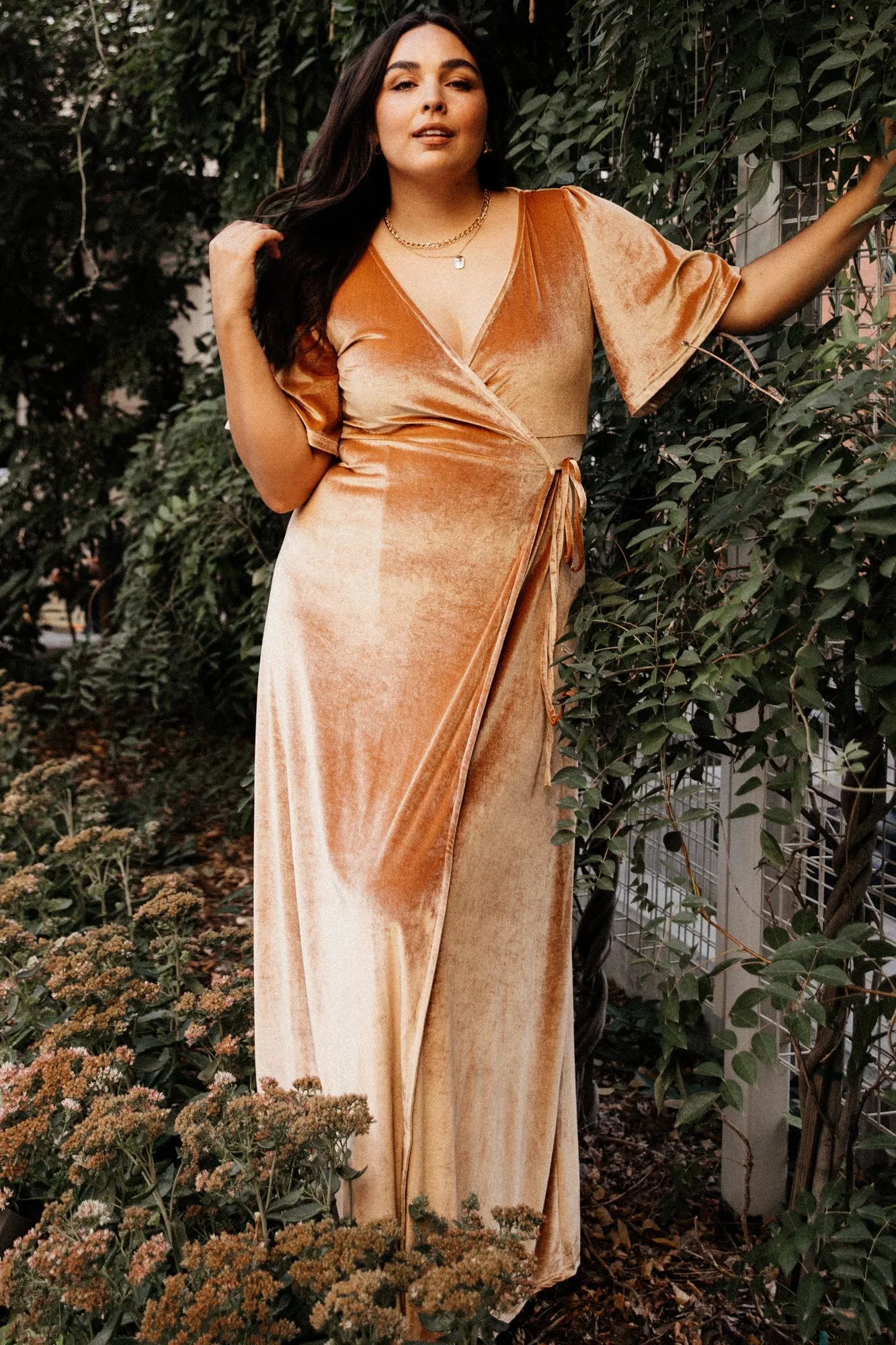 Meghan Velvet Wrap Maxi Dress | Golden Hour sold by Baltic Born product image thumbnail 2