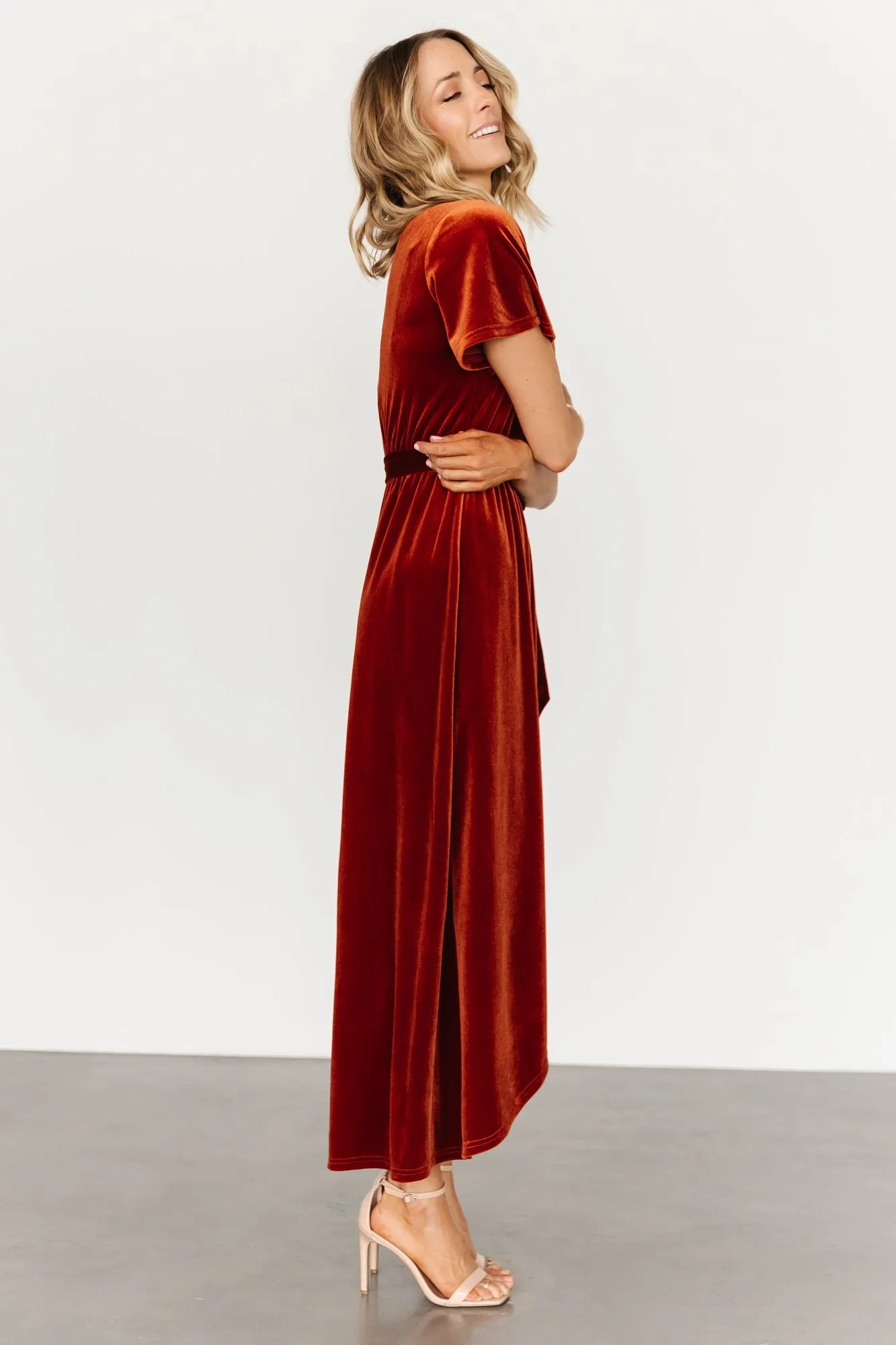 Nadine Velvet Midi Dress | Rust sold by Baltic Born product image thumbnail 4