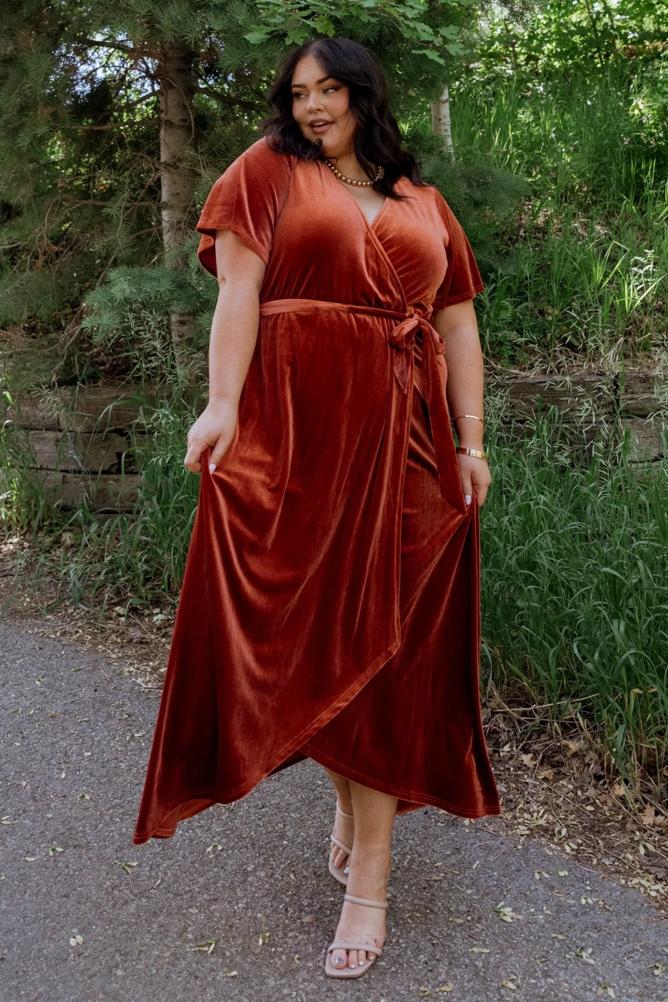 Nadine Velvet Midi Dress | Rust sold by Baltic Born