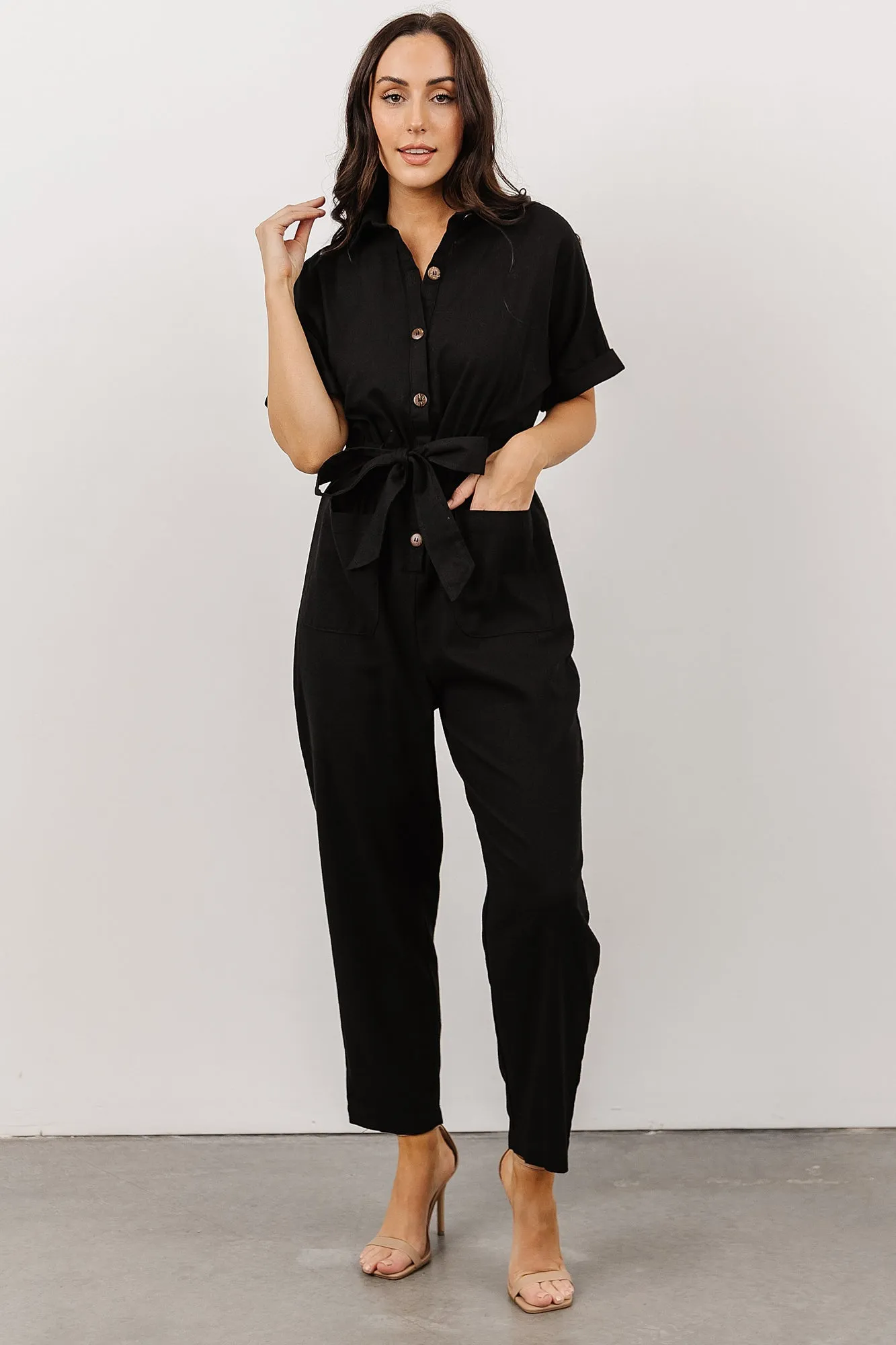 Dallas Button Up Jumpsuit | Black sold by Baltic Born product image thumbnail 4