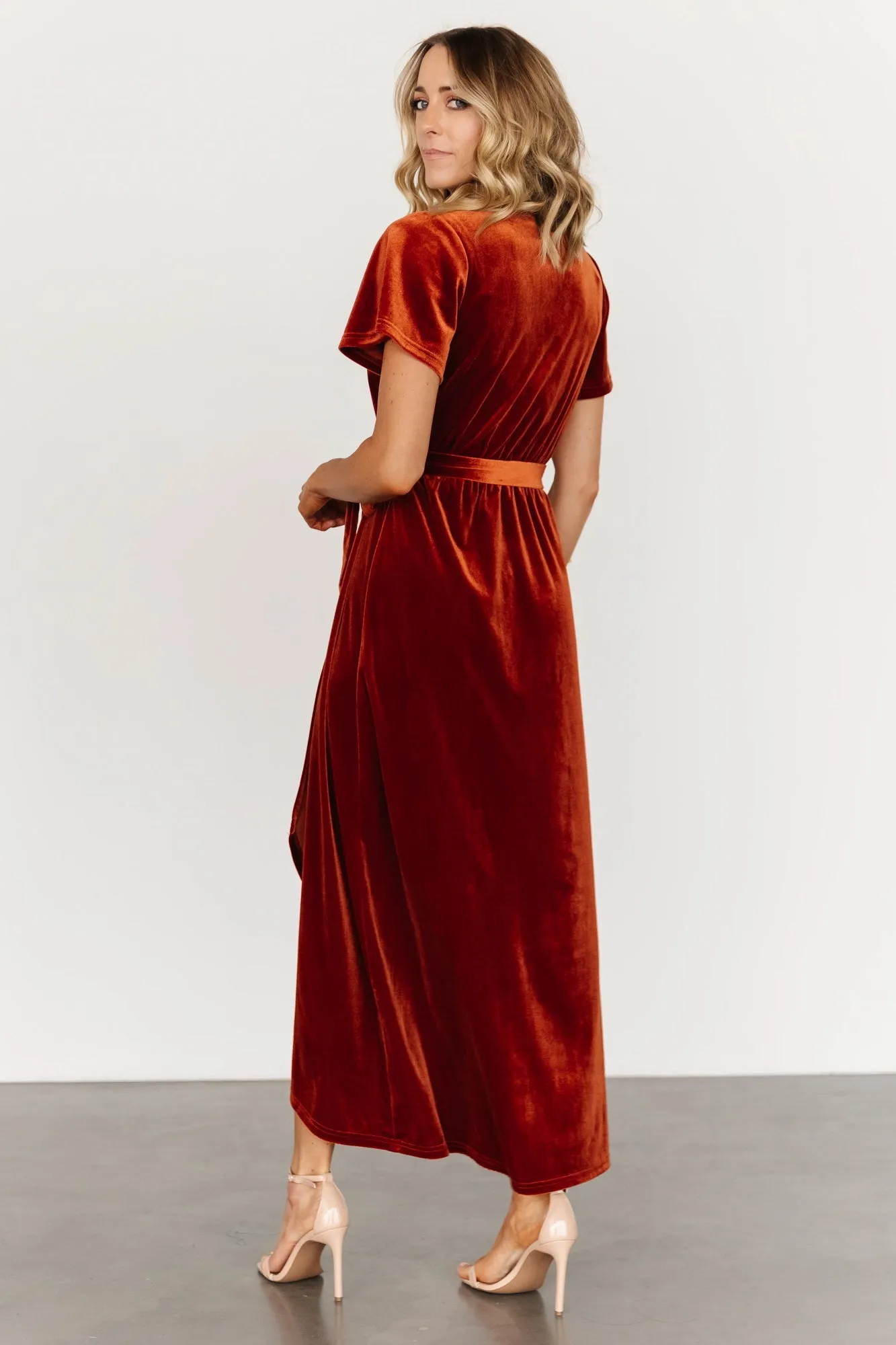 Nadine Velvet Midi Dress | Rust sold by Baltic Born product image thumbnail 5