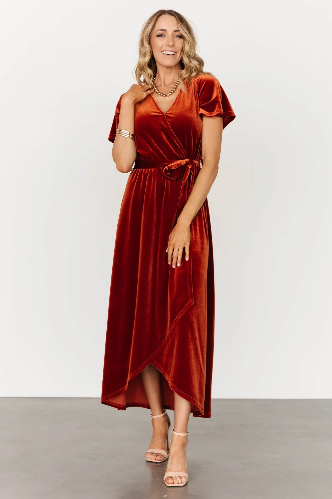 Nadine Velvet Midi Dress | Rust sold by Baltic Born product image thumbnail 2