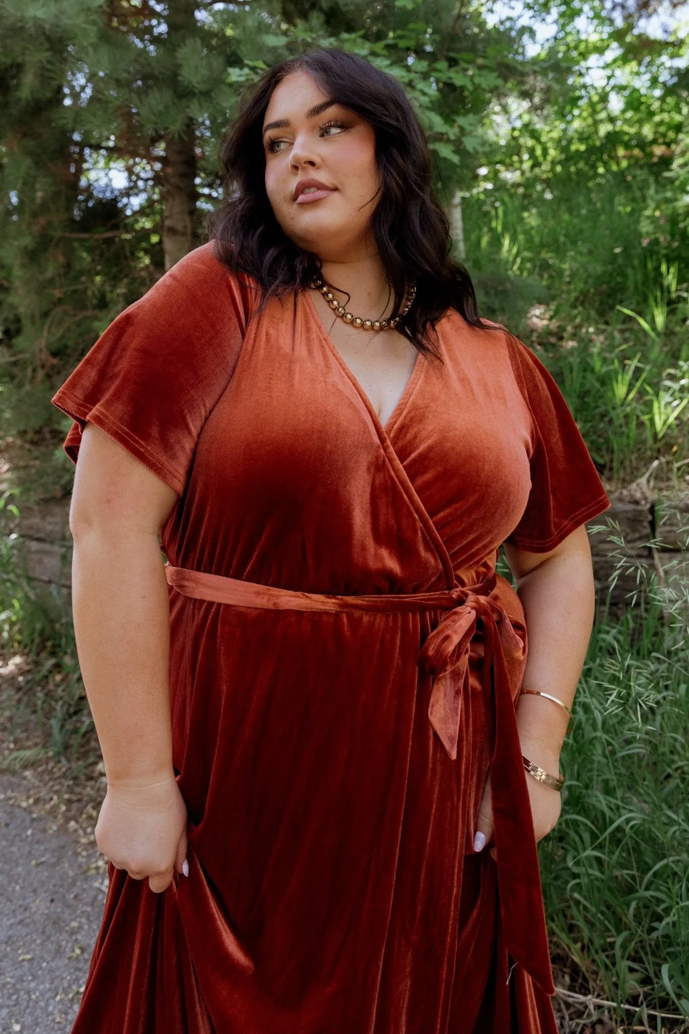 Nadine Velvet Midi Dress | Rust sold by Baltic Born product image thumbnail 3