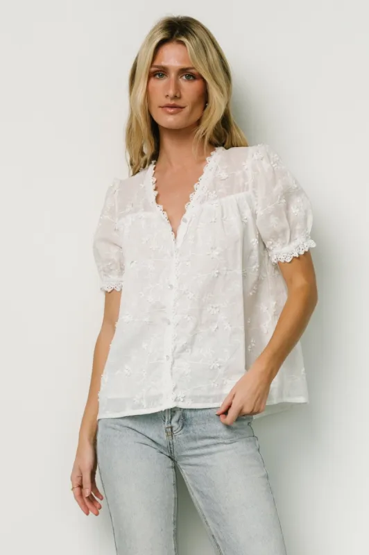 Pauline Embossed Top | Off White made by Hayden