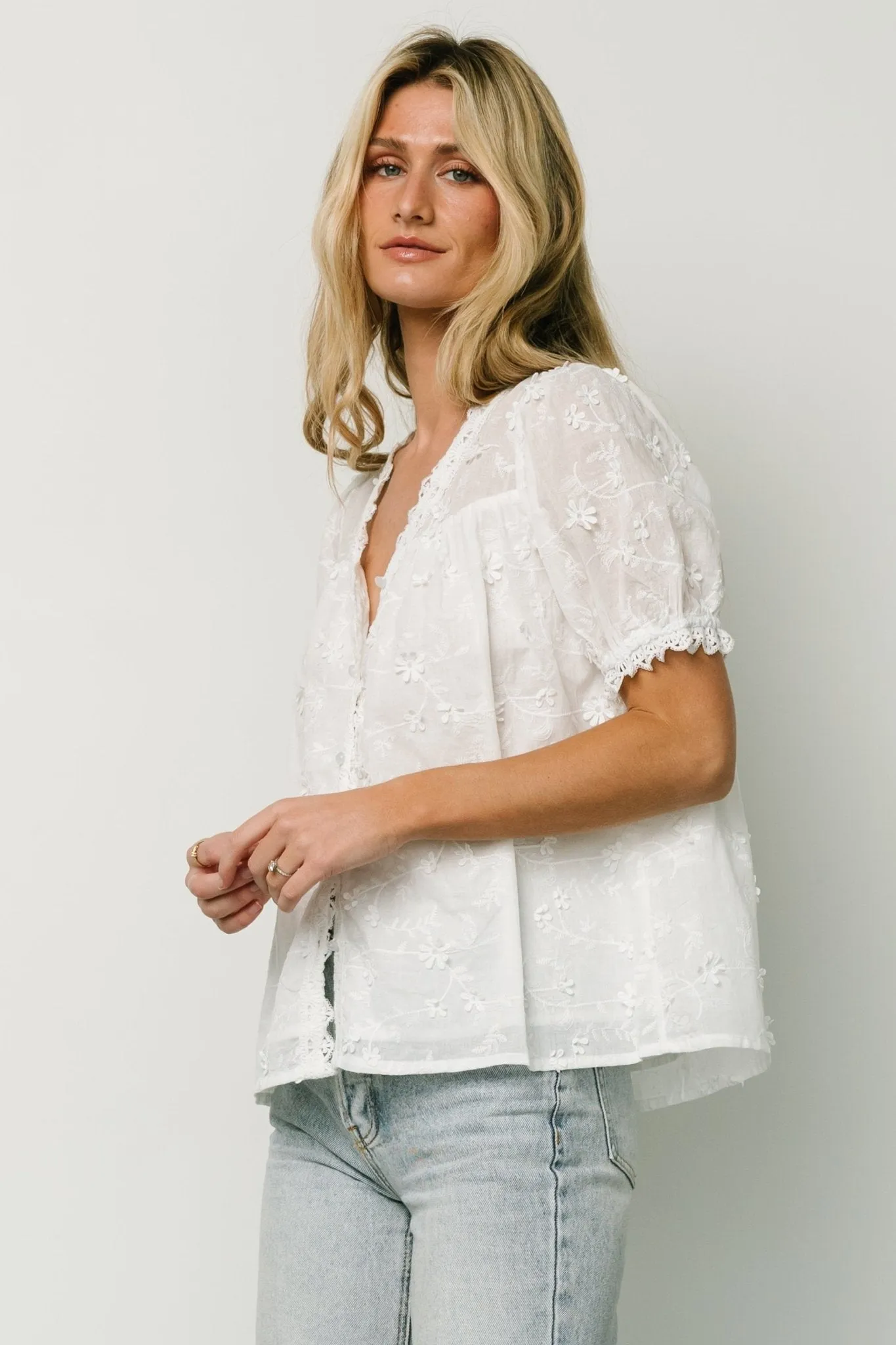 Pauline Embossed Top | Off White sold by Baltic Born product image thumbnail 5