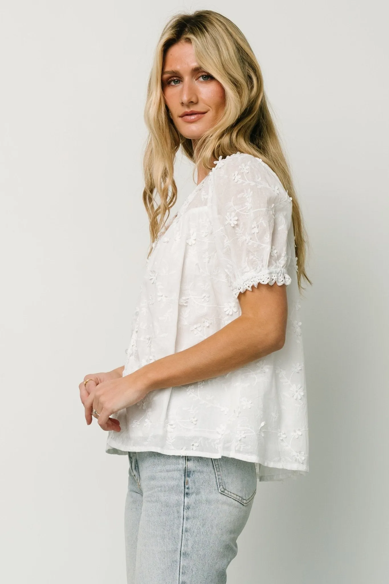 Pauline Embossed Top | Off White sold by Baltic Born product image thumbnail 2