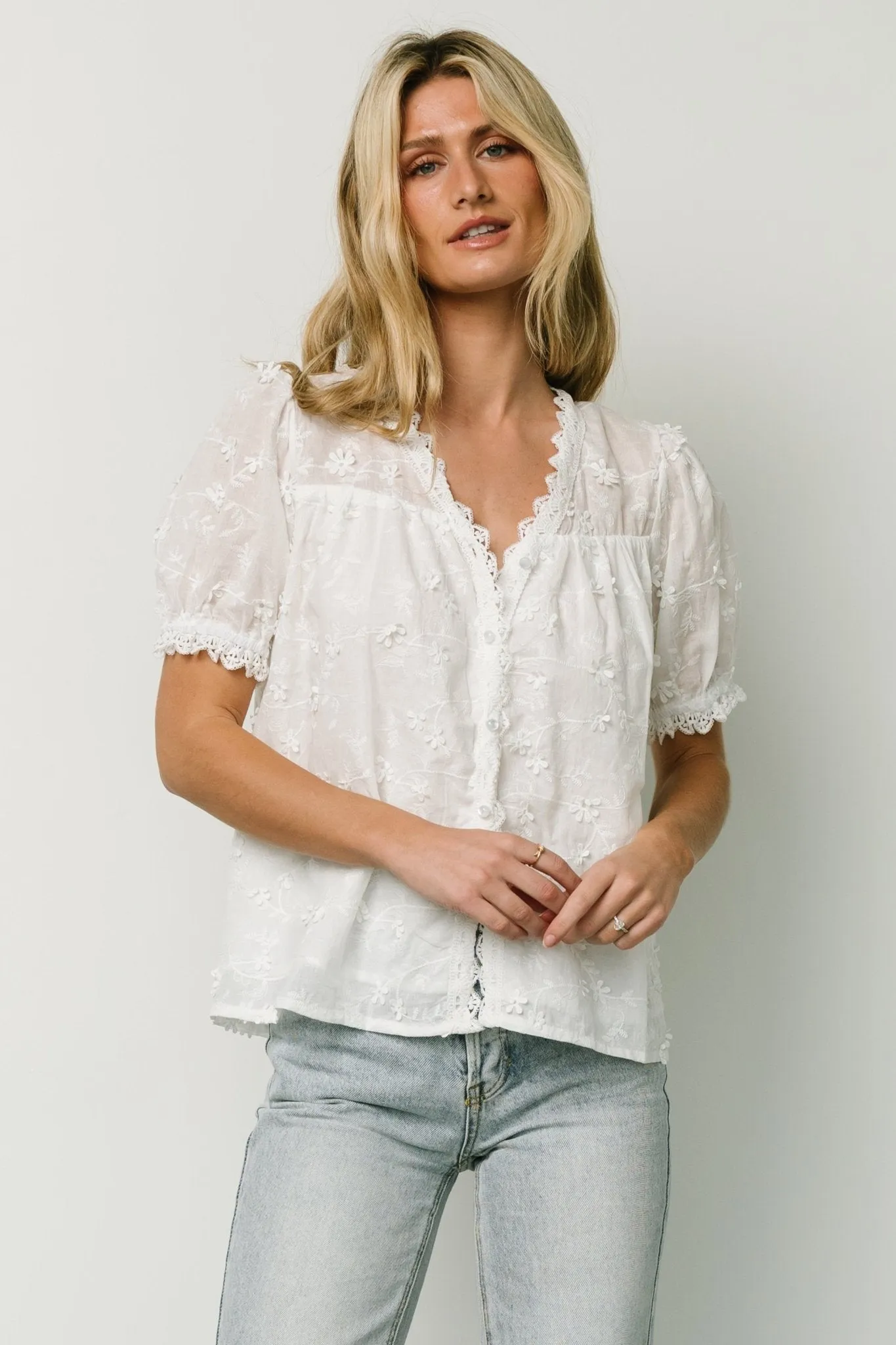 Pauline Embossed Top | Off White sold by Baltic Born product image thumbnail 3