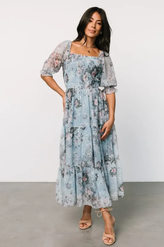 Fabian Jacquard Midi Dress | Light Blue Multi sold by Baltic Born