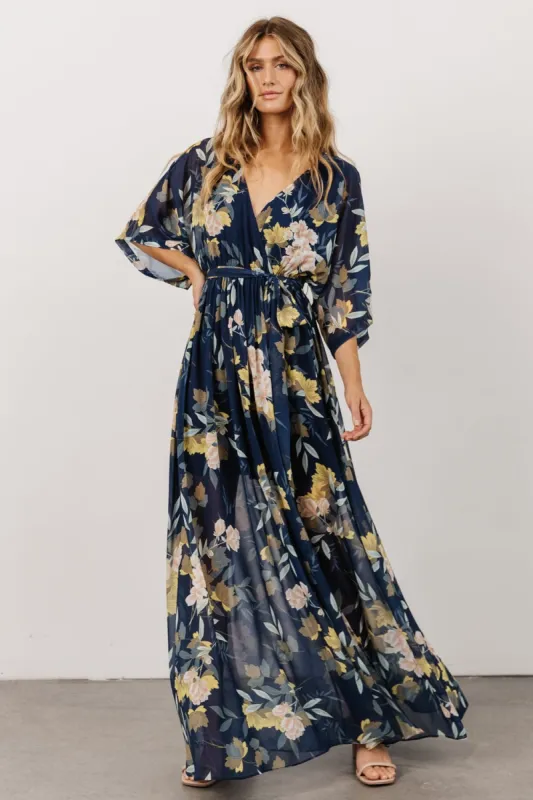 Kia Kimono Maxi Dress | Navy Floral sold by Baltic Born