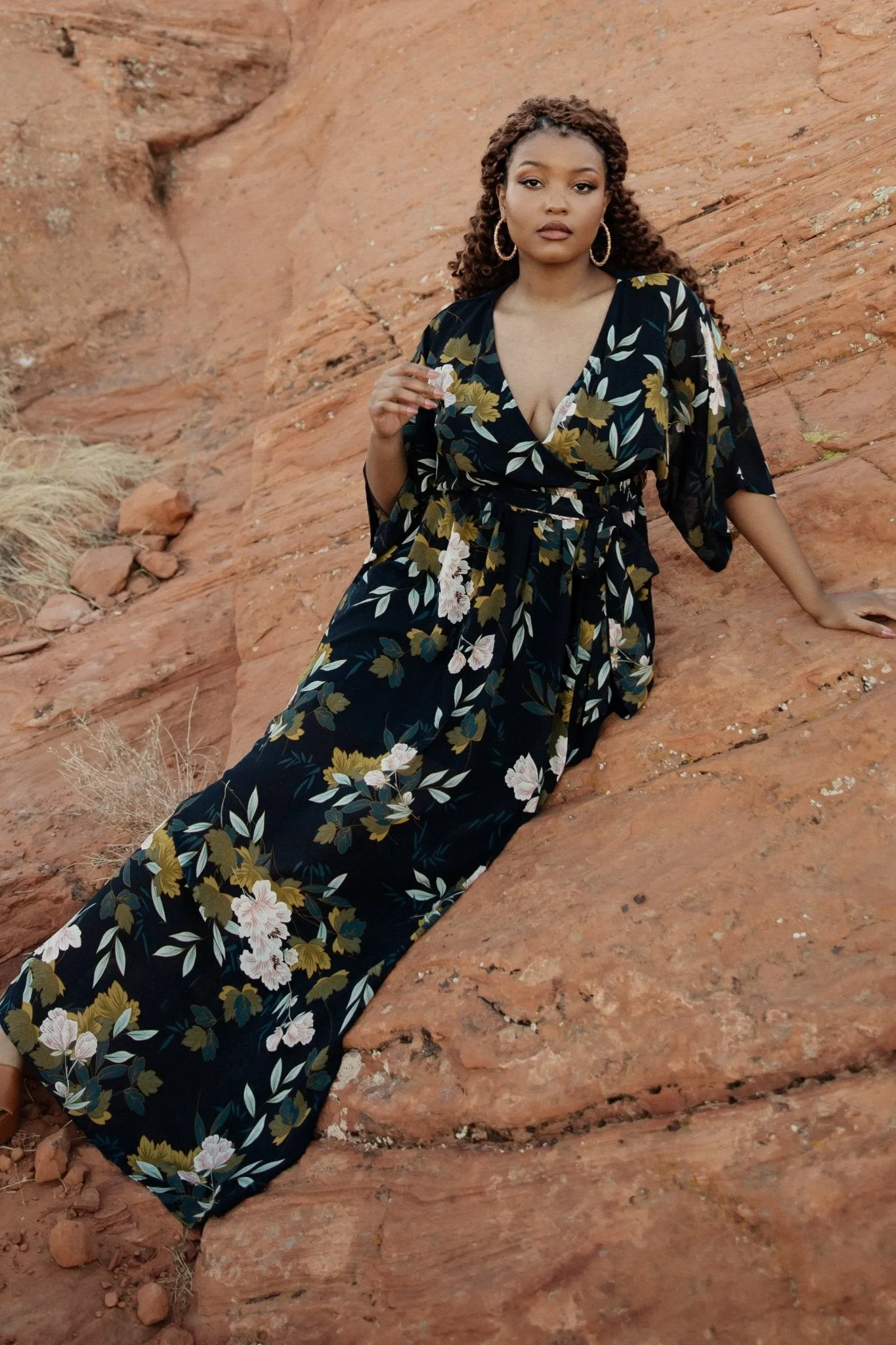 Kia Kimono Maxi Dress | Navy Floral | Parallel