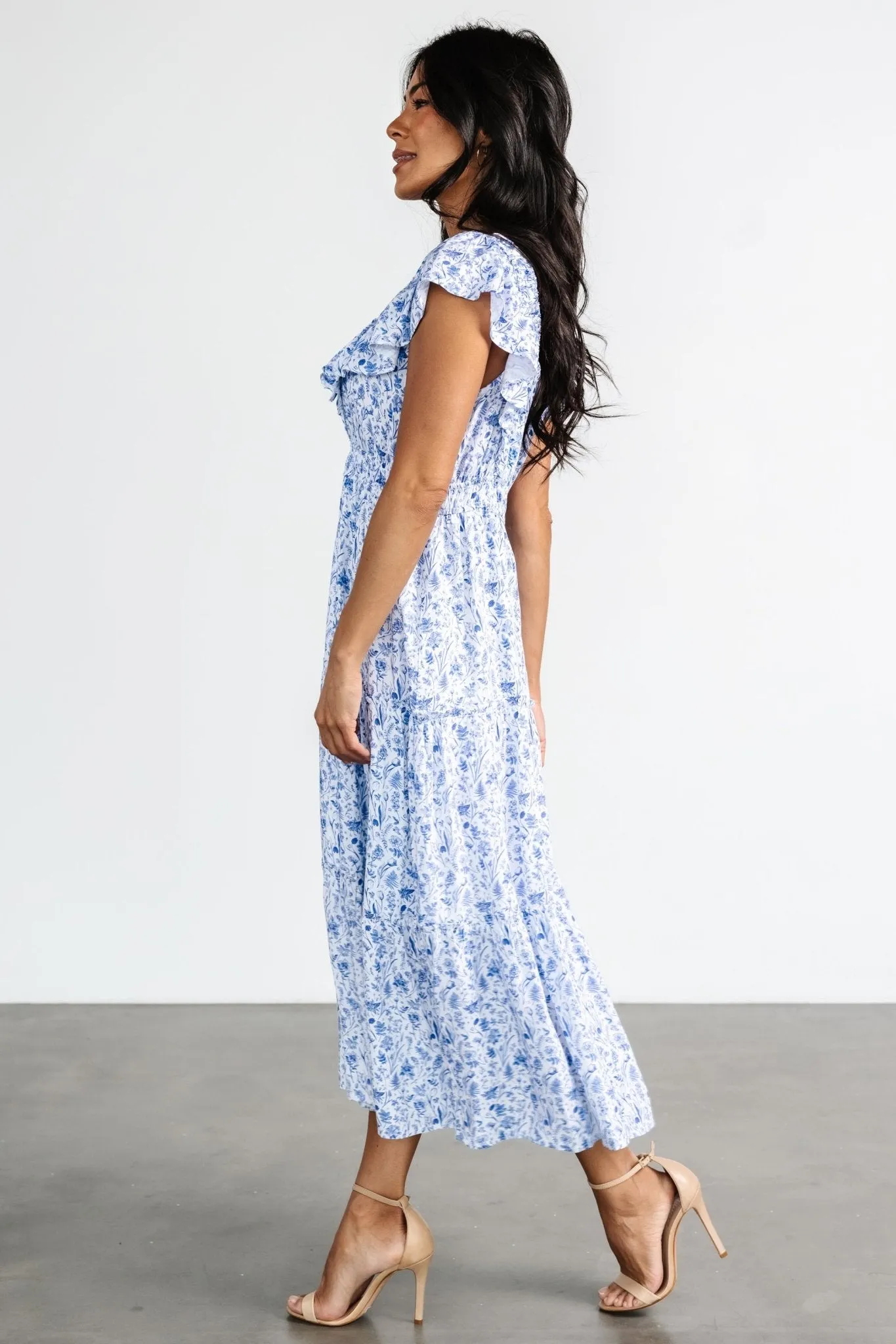 Crete Midi Dress | Blue + White sold by Baltic Born product image thumbnail 3