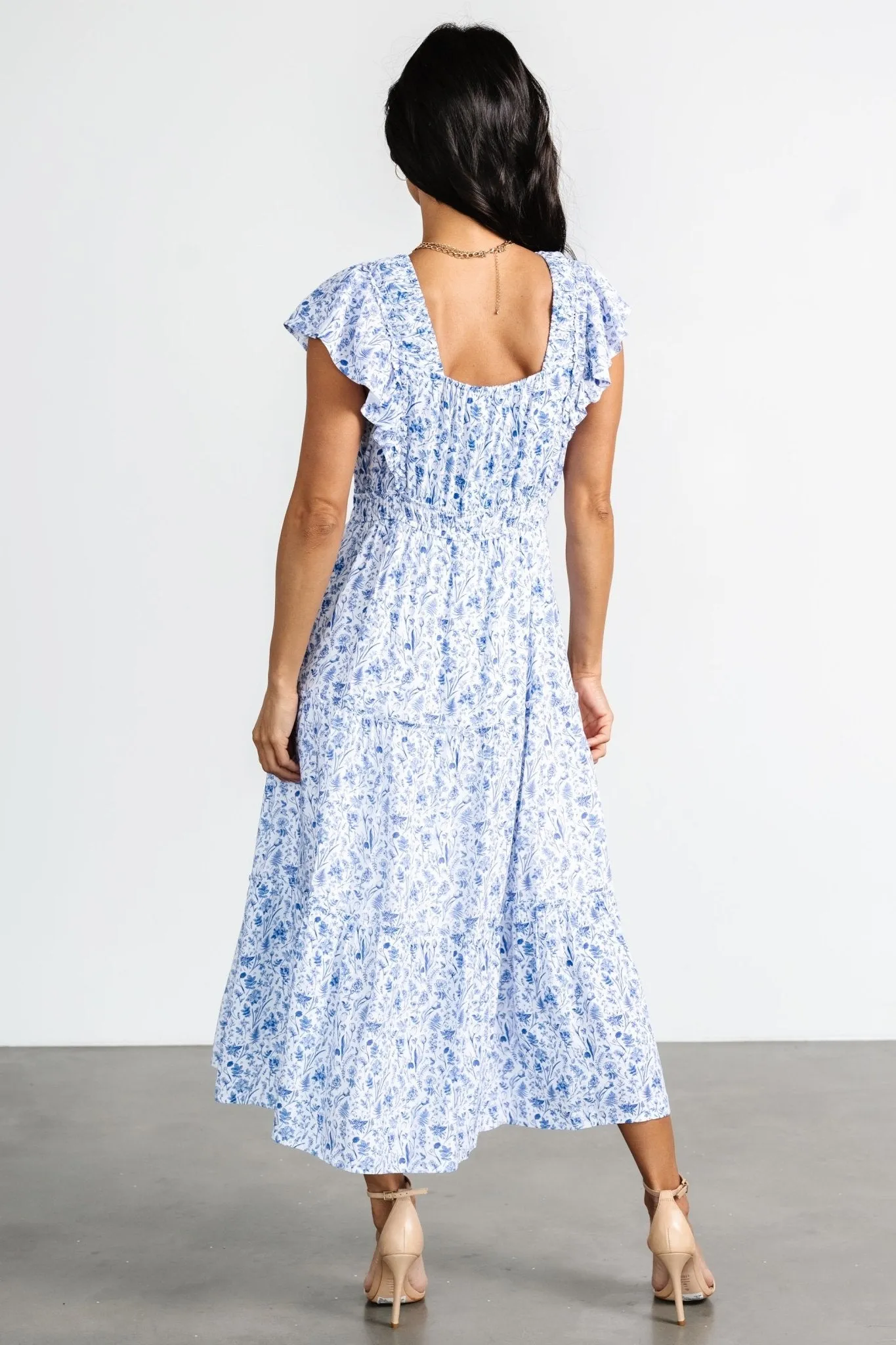 Crete Midi Dress | Blue + White sold by Baltic Born product image thumbnail 4