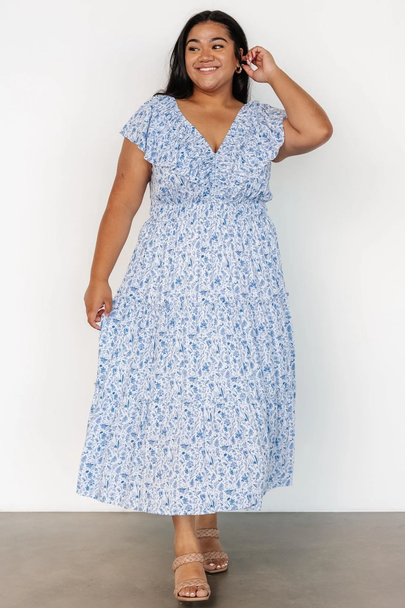 Crete Midi Dress | Blue + White sold by Baltic Born product image thumbnail 5