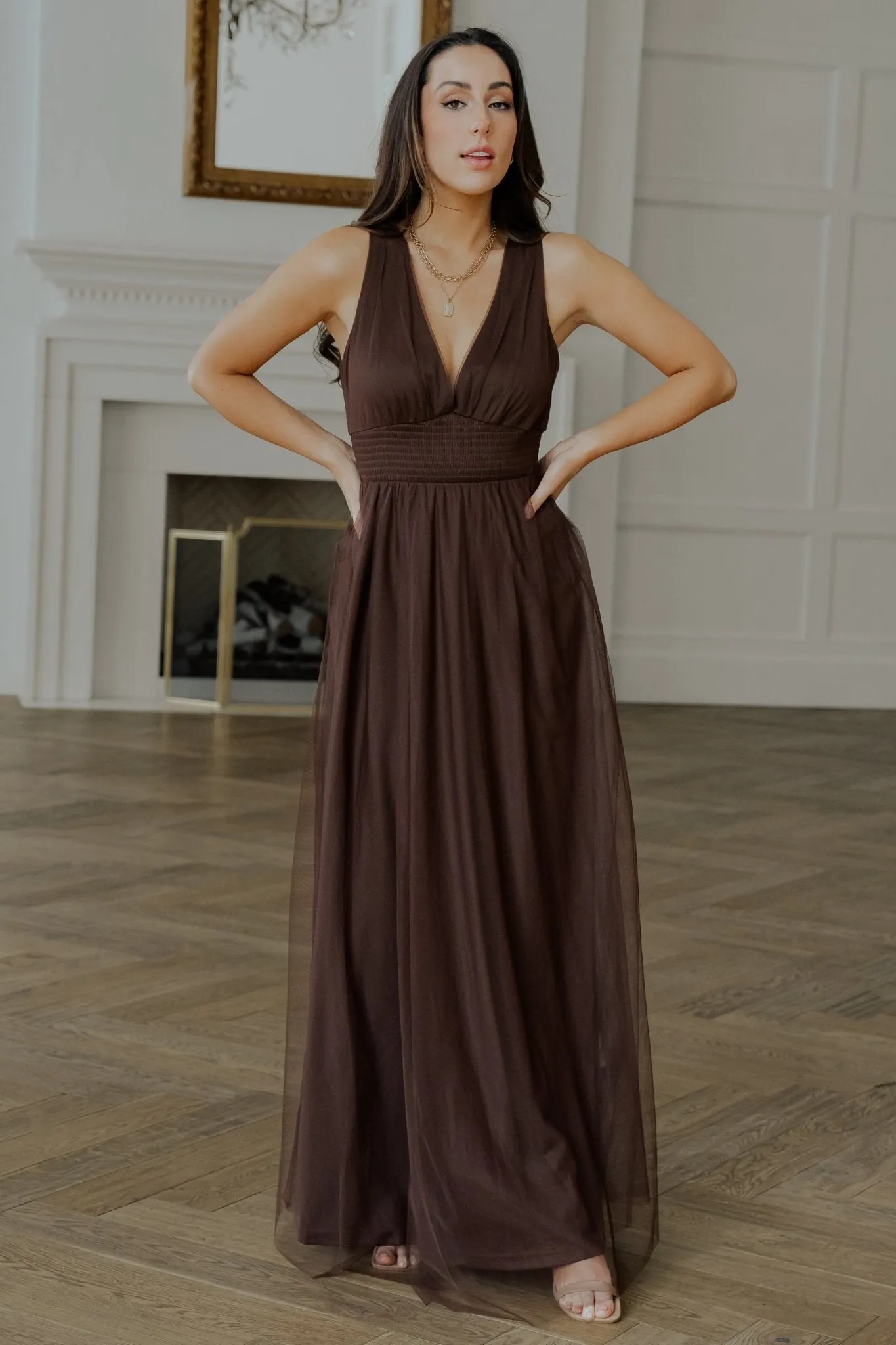 Kamila Tulle Maxi Dress | Espresso sold by Baltic Born