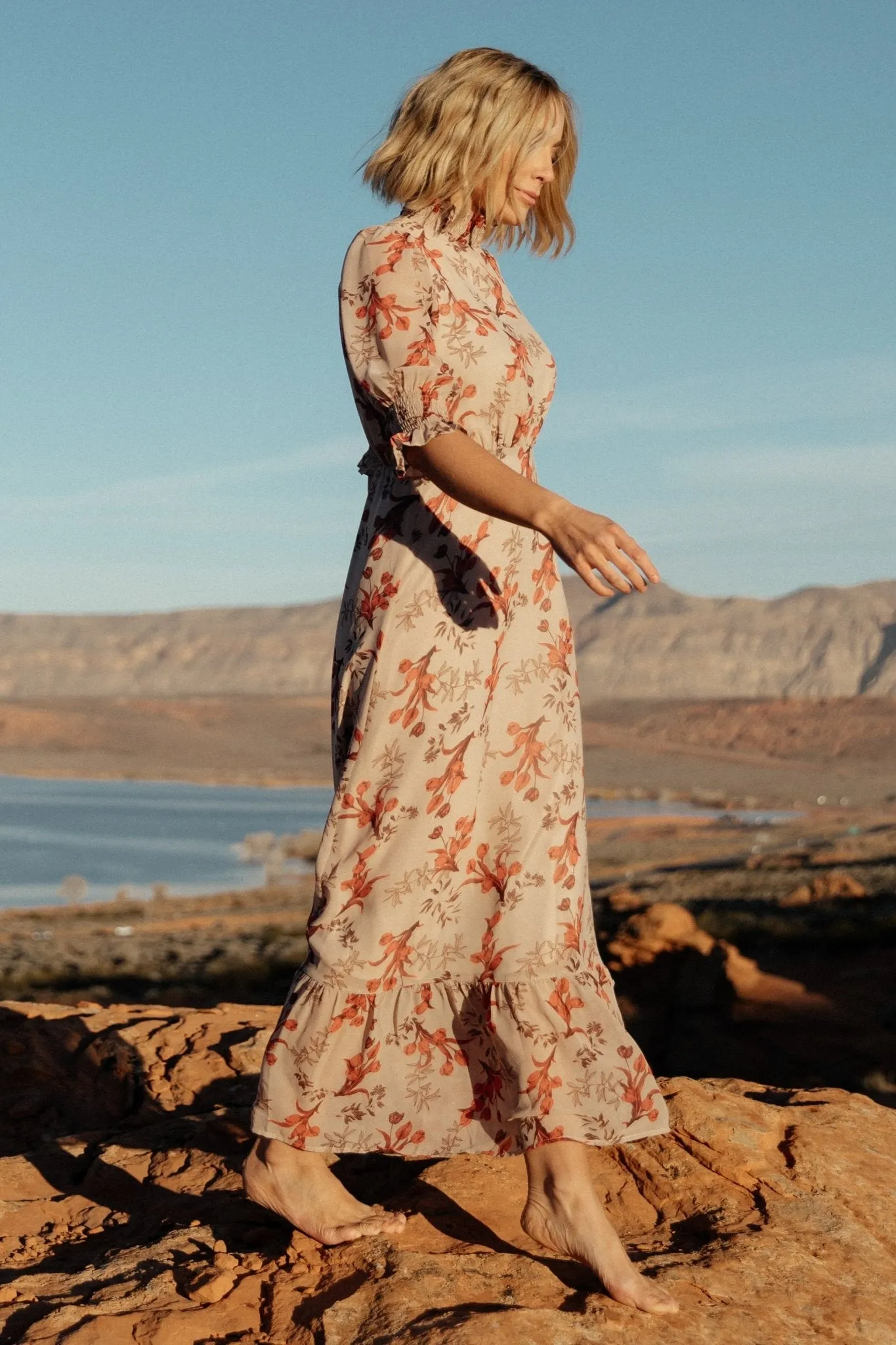 Marie Mock Neck Maxi Dress | Blush Floral sold by Baltic Born product image thumbnail 4