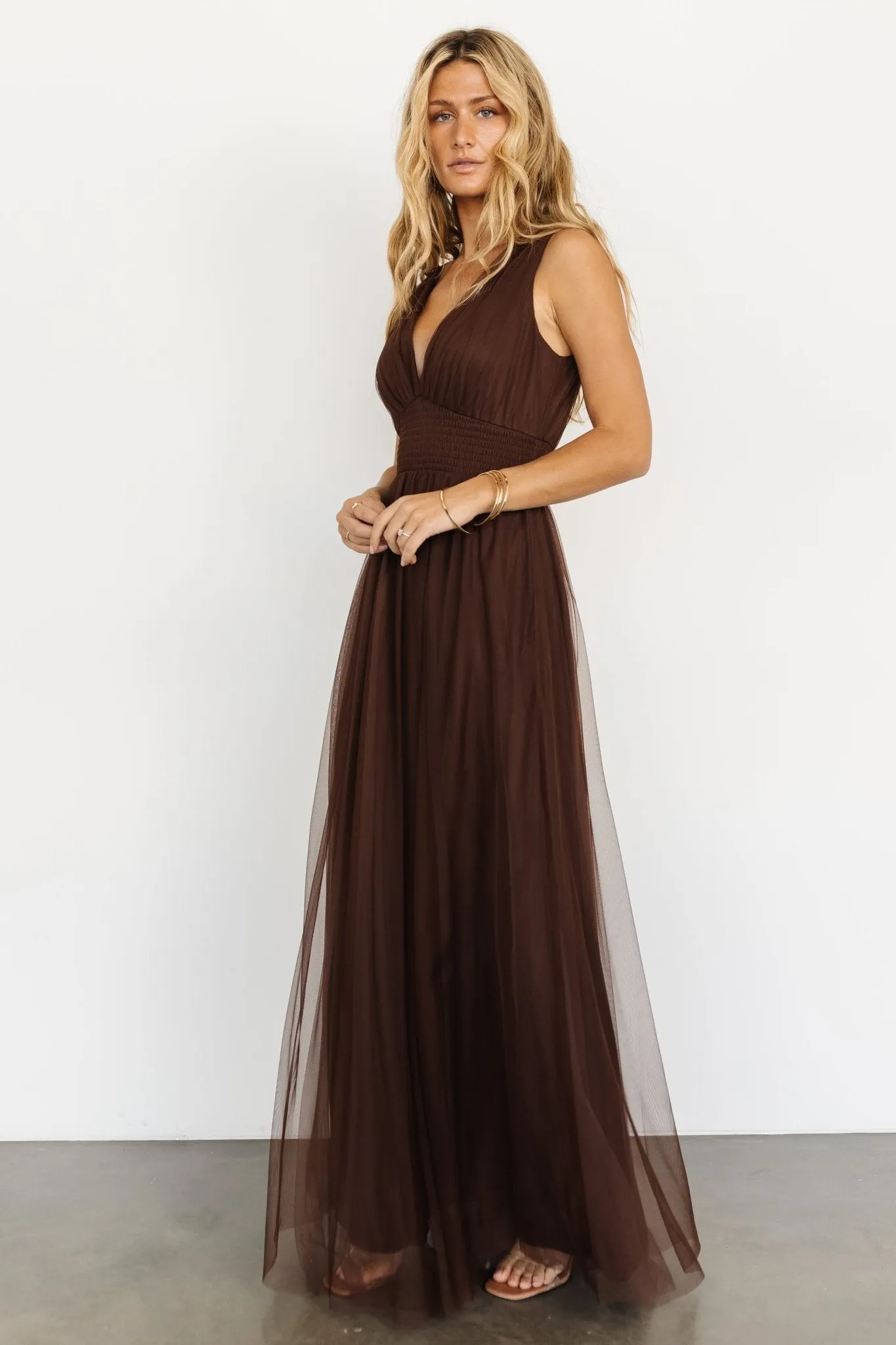 Kamila Tulle Maxi Dress | Espresso sold by Baltic Born product image thumbnail 2