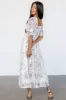Fabian Jacquard Midi Dress | Cream + Blue Floral sold by Baltic Born