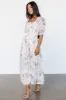 Fabian Jacquard Midi Dress | Cream + Blue Floral sold by Baltic Born