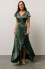 Krystal Satin Wrap Gown | Winter Green sold by Baltic Born