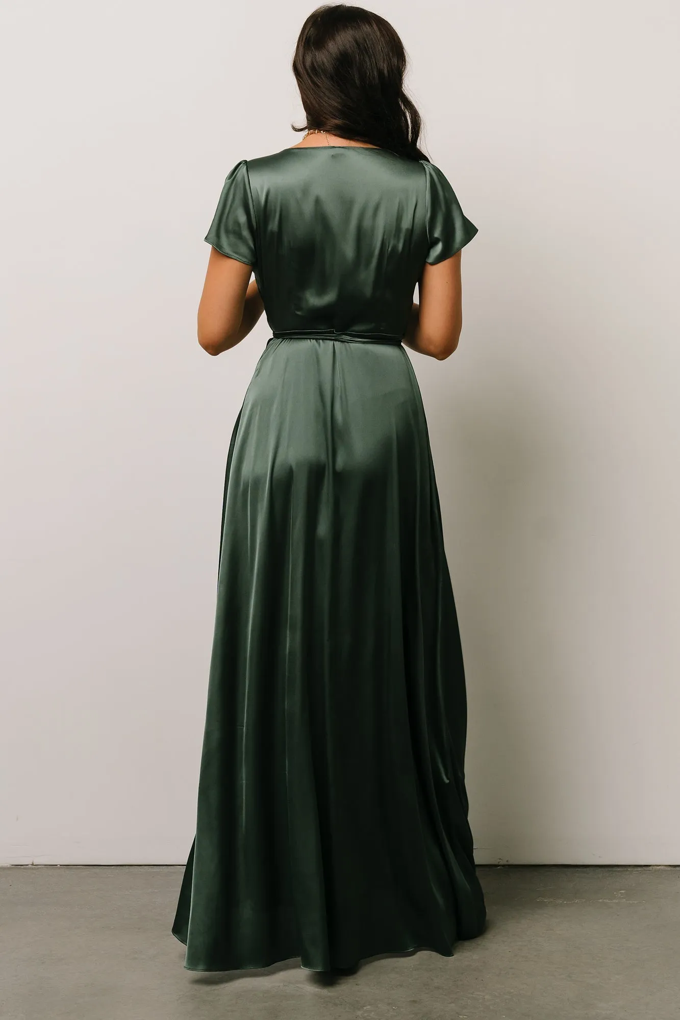 Krystal Satin Wrap Gown | Winter Green sold by Baltic Born product image thumbnail 5