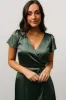 Krystal Satin Wrap Gown | Winter Green sold by Baltic Born