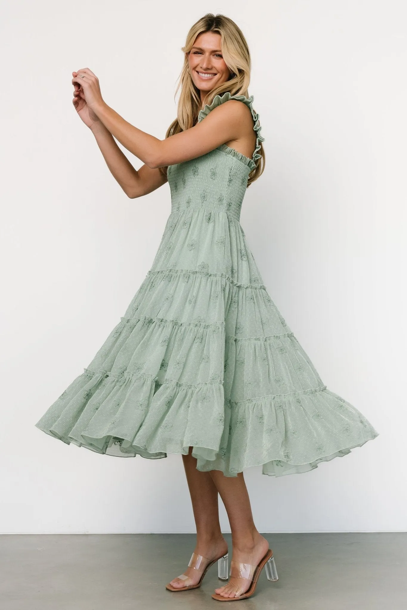 Holland Embroidered Dress | Light Sage sold by Baltic Born product image thumbnail 5