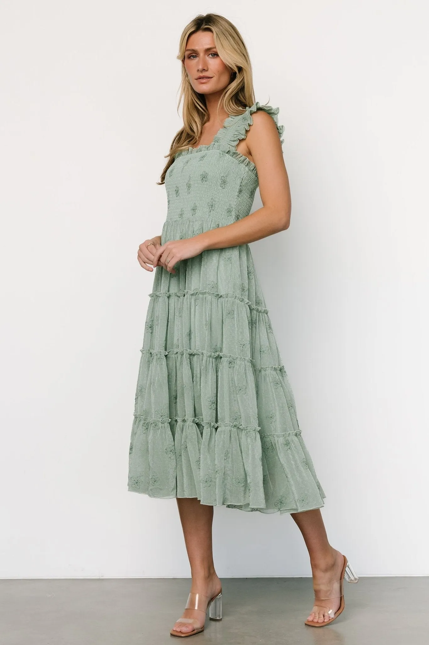 Holland Embroidered Dress | Light Sage sold by Baltic Born product image thumbnail 3