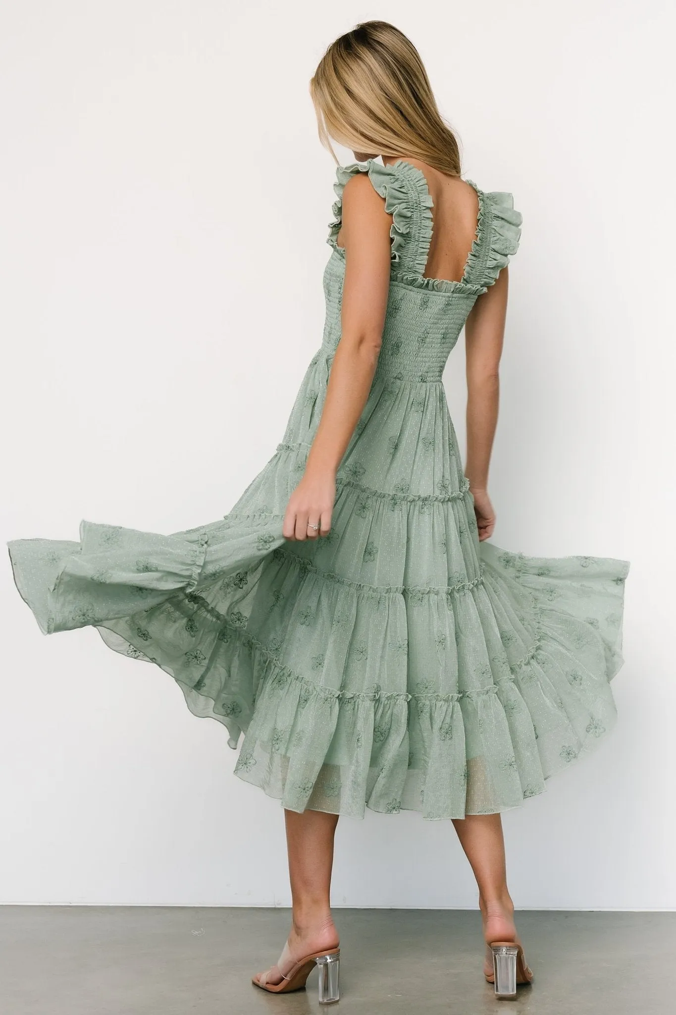 Holland Embroidered Dress | Light Sage sold by Baltic Born product image thumbnail 4