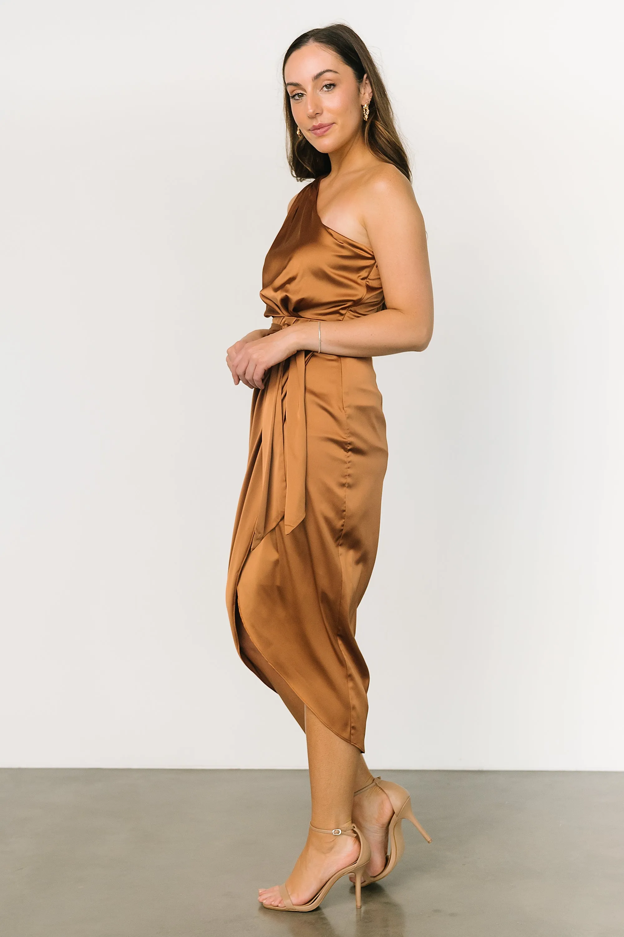 Celia One Shoulder Midi Dress | Bronze sold by Baltic Born product image thumbnail 3
