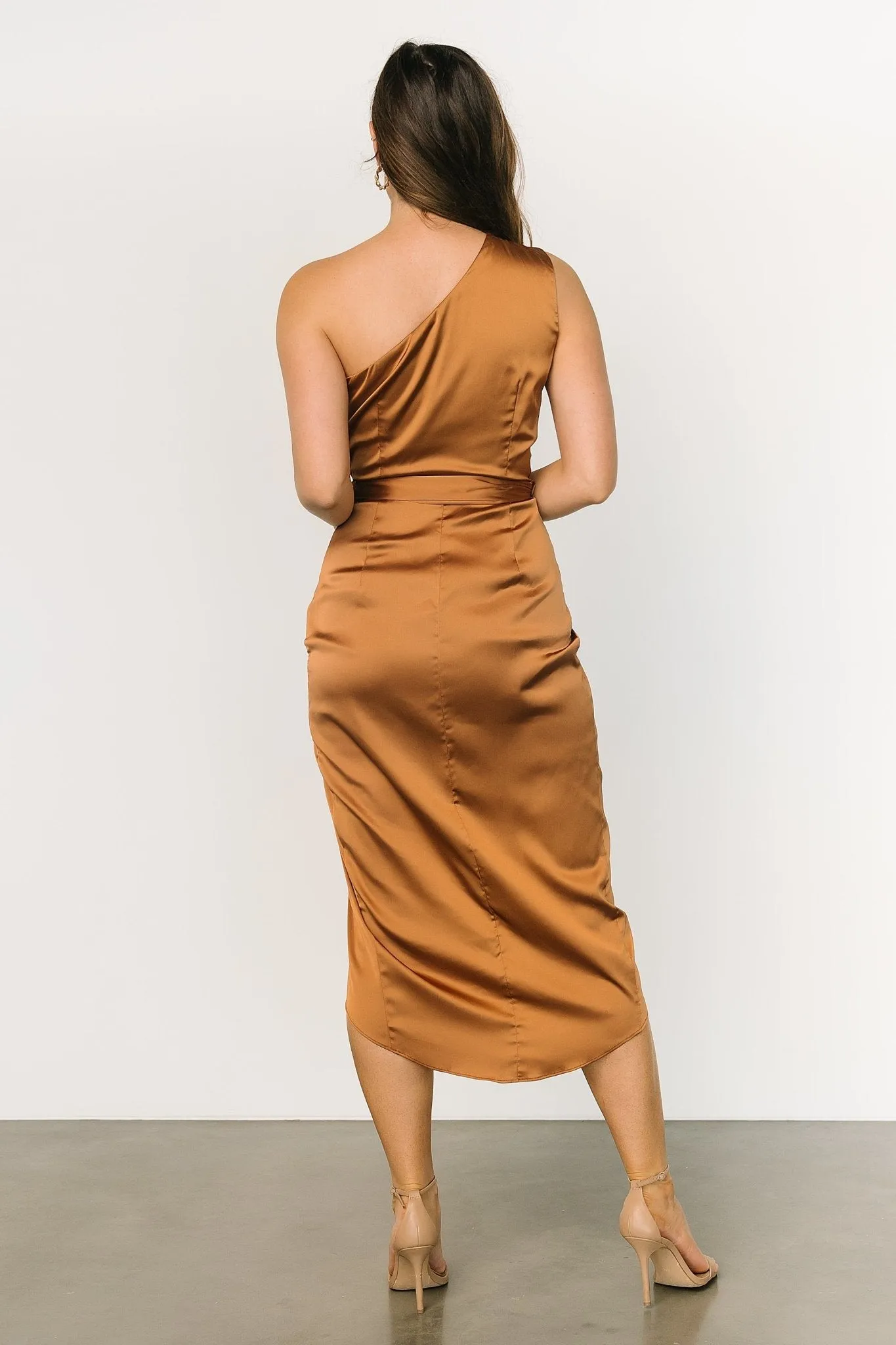 Celia One Shoulder Midi Dress | Bronze sold by Baltic Born product image thumbnail 4