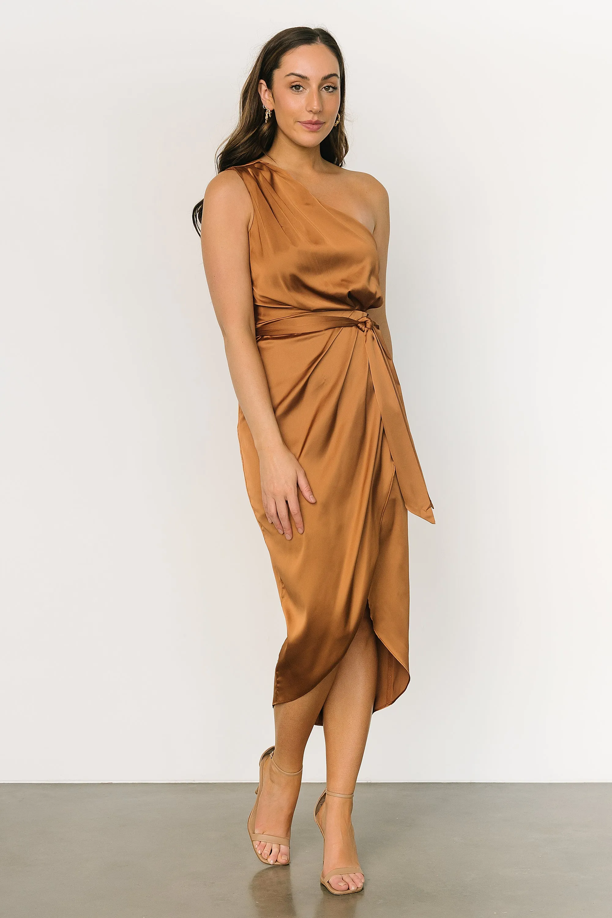Celia One Shoulder Midi Dress | Bronze sold by Baltic Born product image thumbnail 5