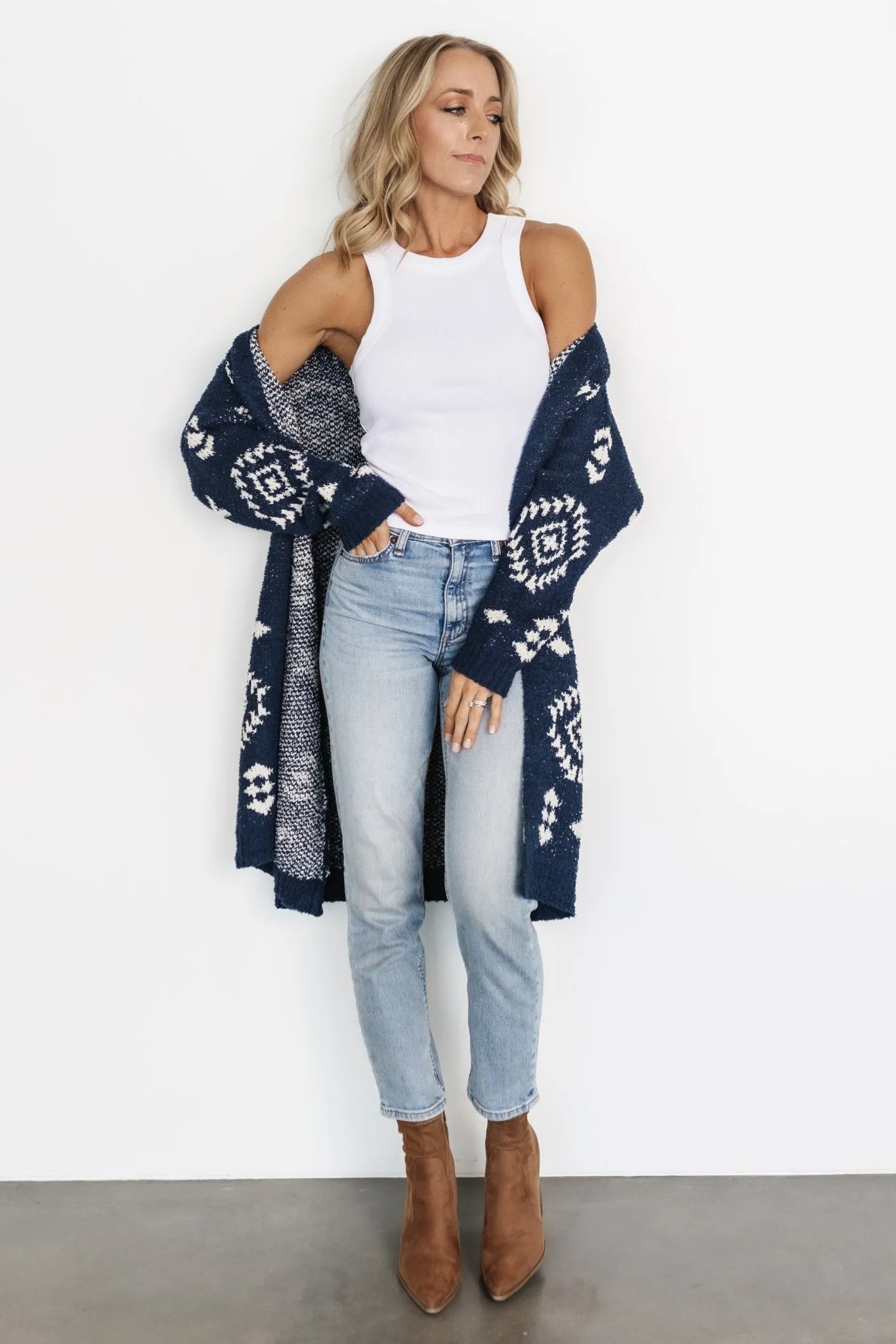 Missoula Oversized Cardigan | Navy + Ivory sold by Baltic Born product image thumbnail 3