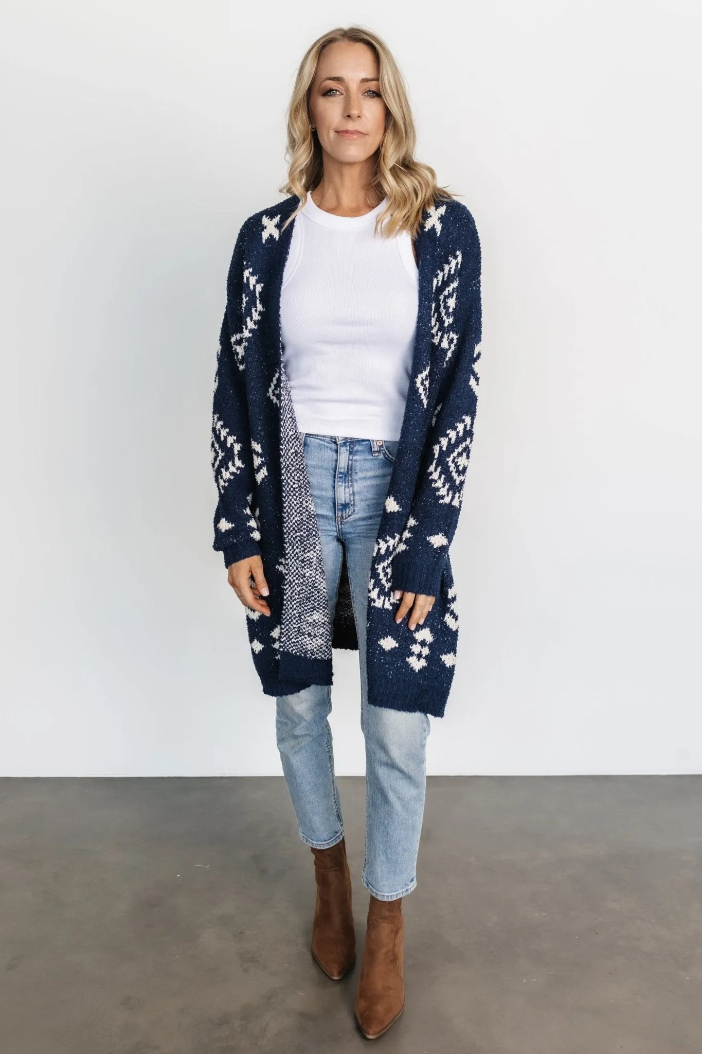 Missoula Oversized Cardigan | Navy + Ivory sold by Baltic Born