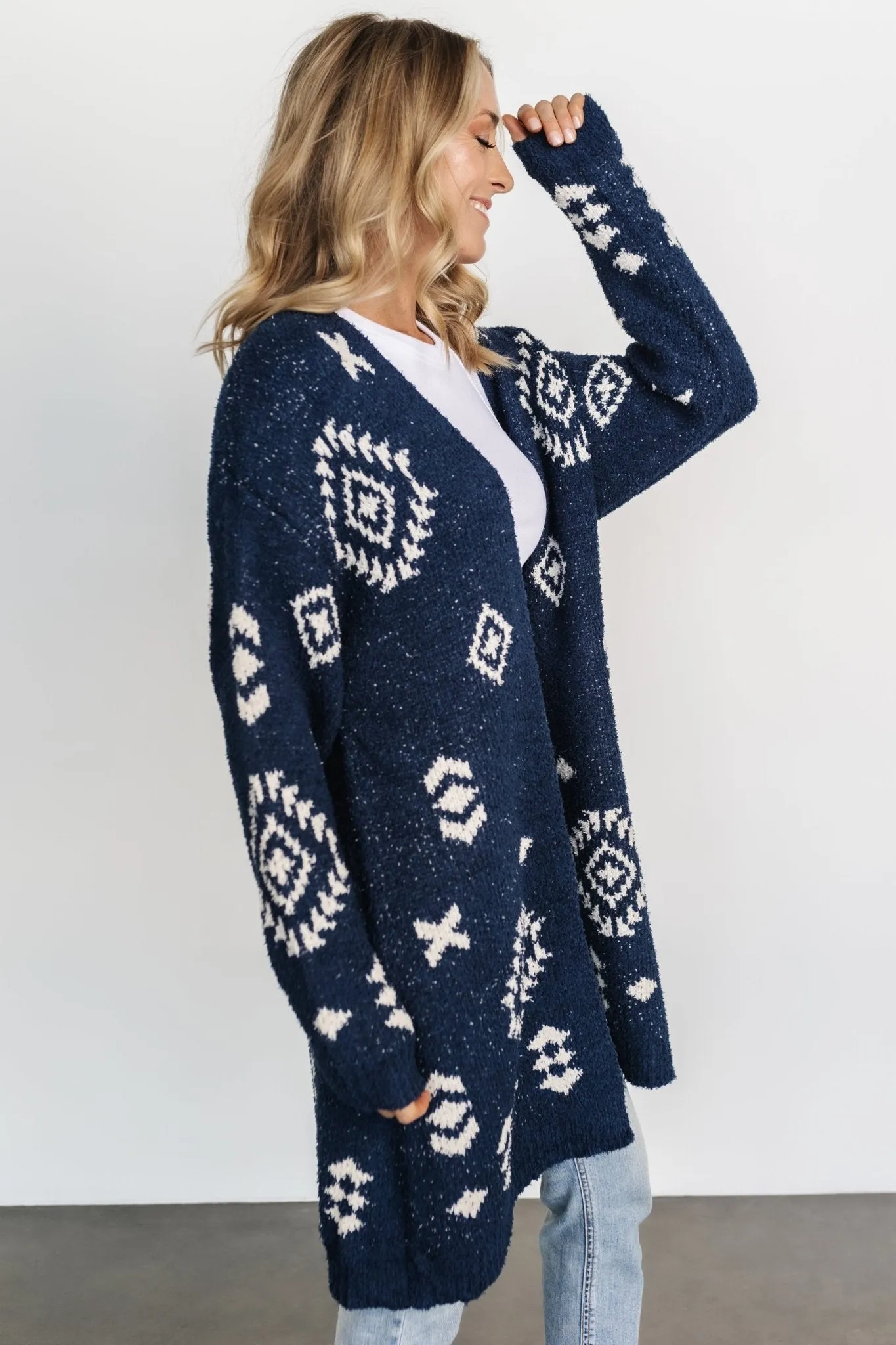 Missoula Oversized Cardigan | Navy + Ivory sold by Baltic Born product image thumbnail 2