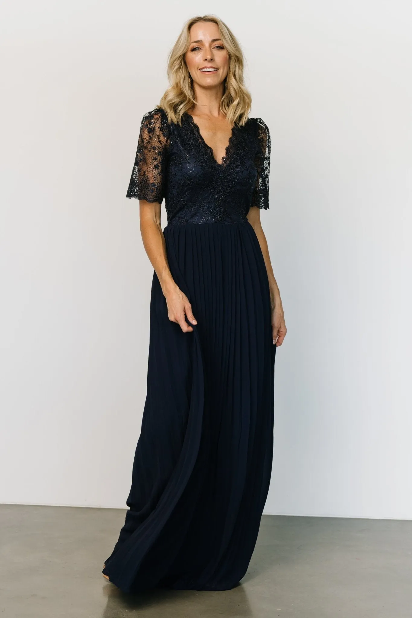 Josephine Pleated Maxi Dress | Navy sold by Baltic Born product image thumbnail 4