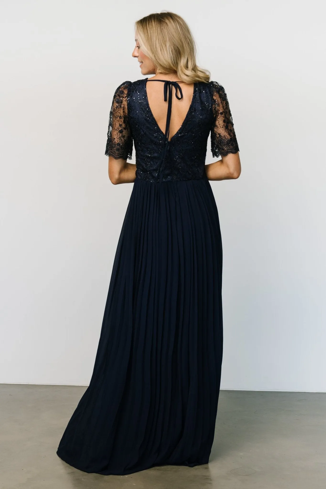 Josephine Pleated Maxi Dress | Navy sold by Baltic Born product image thumbnail 2