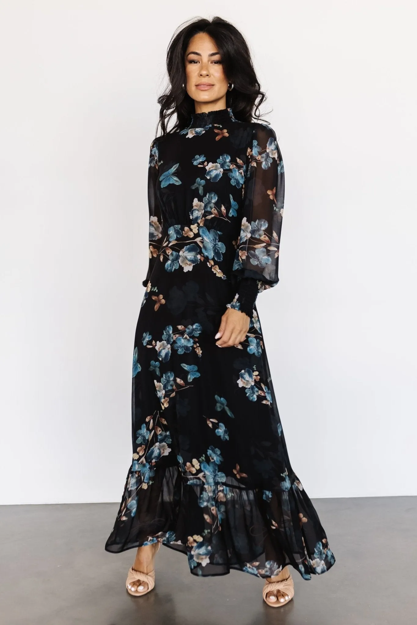 Luciana Maxi Dress | Black + Blue sold by Baltic Born product image thumbnail 3