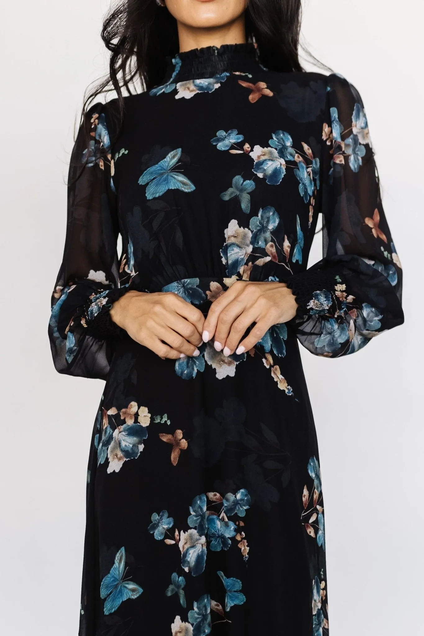 Luciana Maxi Dress | Black + Blue sold by Baltic Born product image thumbnail 4