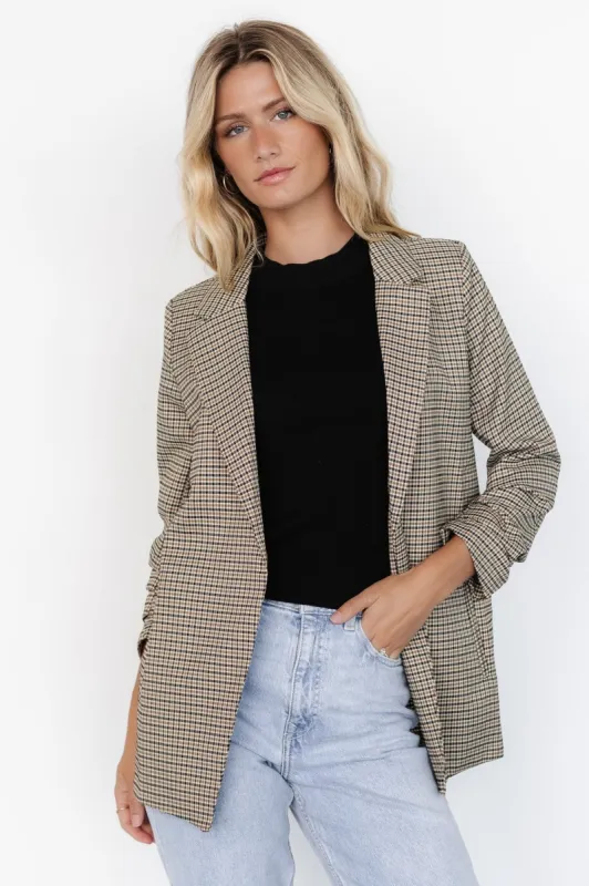 Abby Plaid Blazer | Camel Multi made by Blu Pepper
