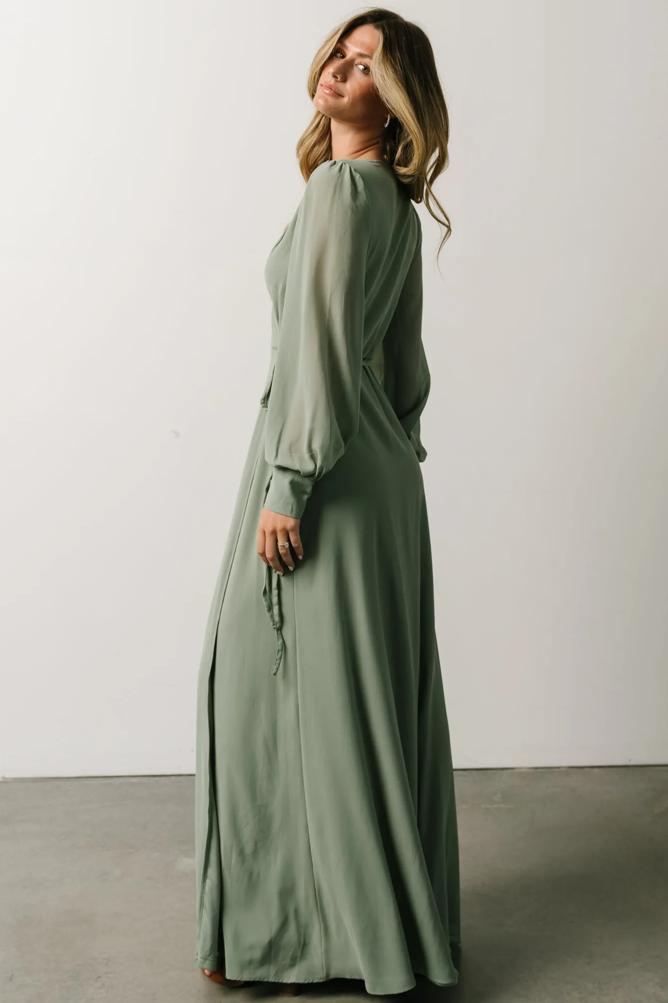Kelsey Wrap Dress | Dusty Sage sold by Baltic Born product image thumbnail 4