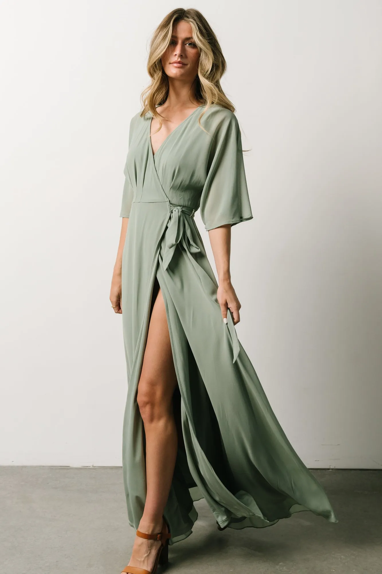 Lilly Wrap Maxi Dress | Dusty Sage sold by Baltic Born product image thumbnail 4